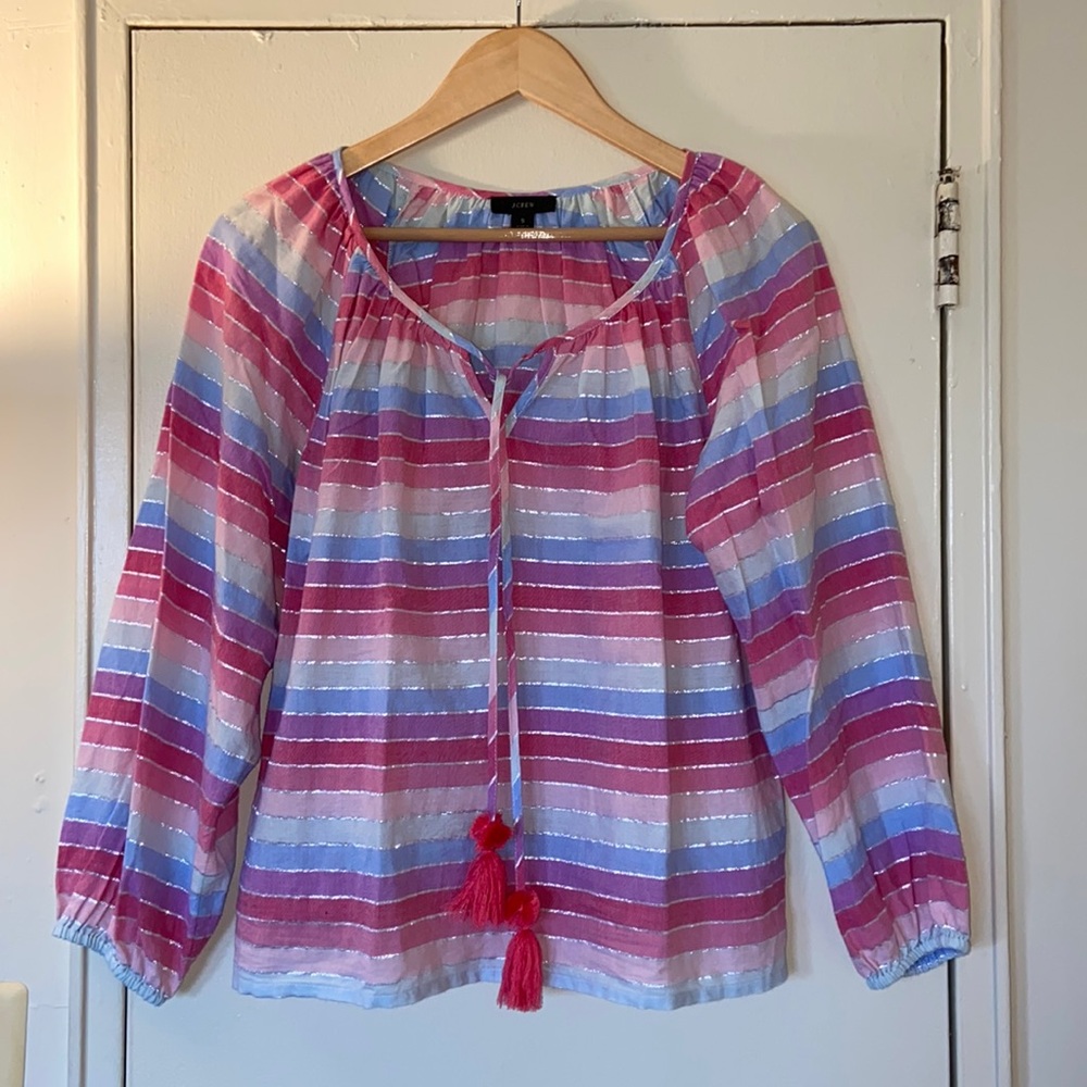 J Crew tie neck blouse